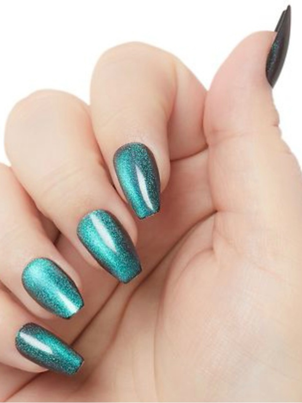 New Kiss Gel Fantastic Magnetic Velvety Effect Press on Nails Medium Coffin Blue